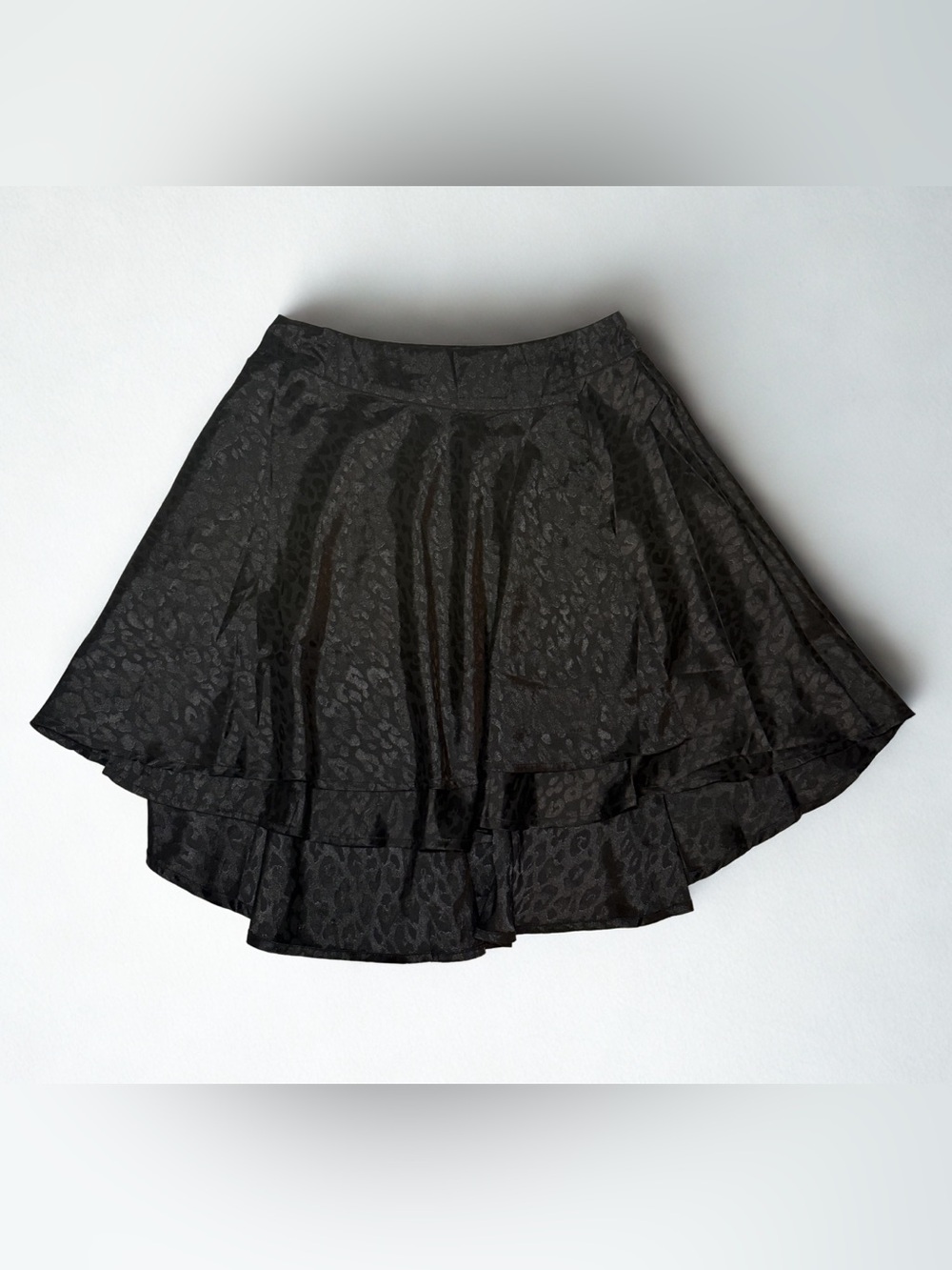 JODIFL Black Circle Skirt with Black on Black Leopard pattern